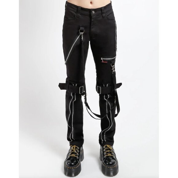Tripp NYC Bondage Zipper Pants Black Unisex 32 Goth Grunge Rave Punk Rock Emo - Picture 2 of 13